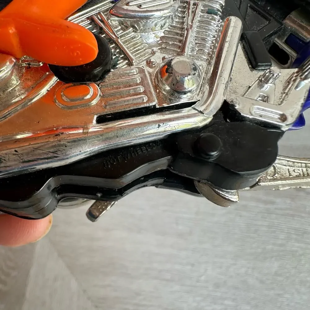 Hot Wheels V Twin Motorcycle Orange Blue Kickstand